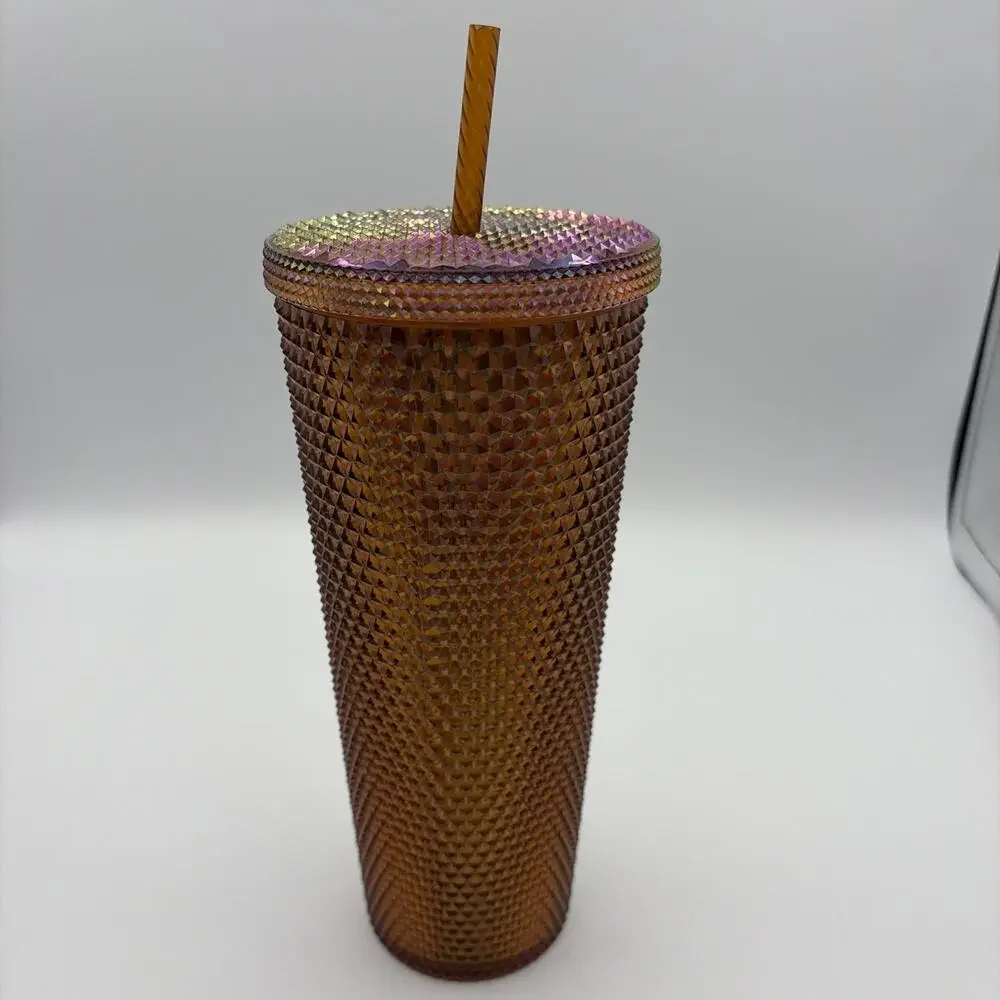 Starbucks 50th Anniversary Studded 24oz Cup Tumbler Bronze‎ Gold Copper USED